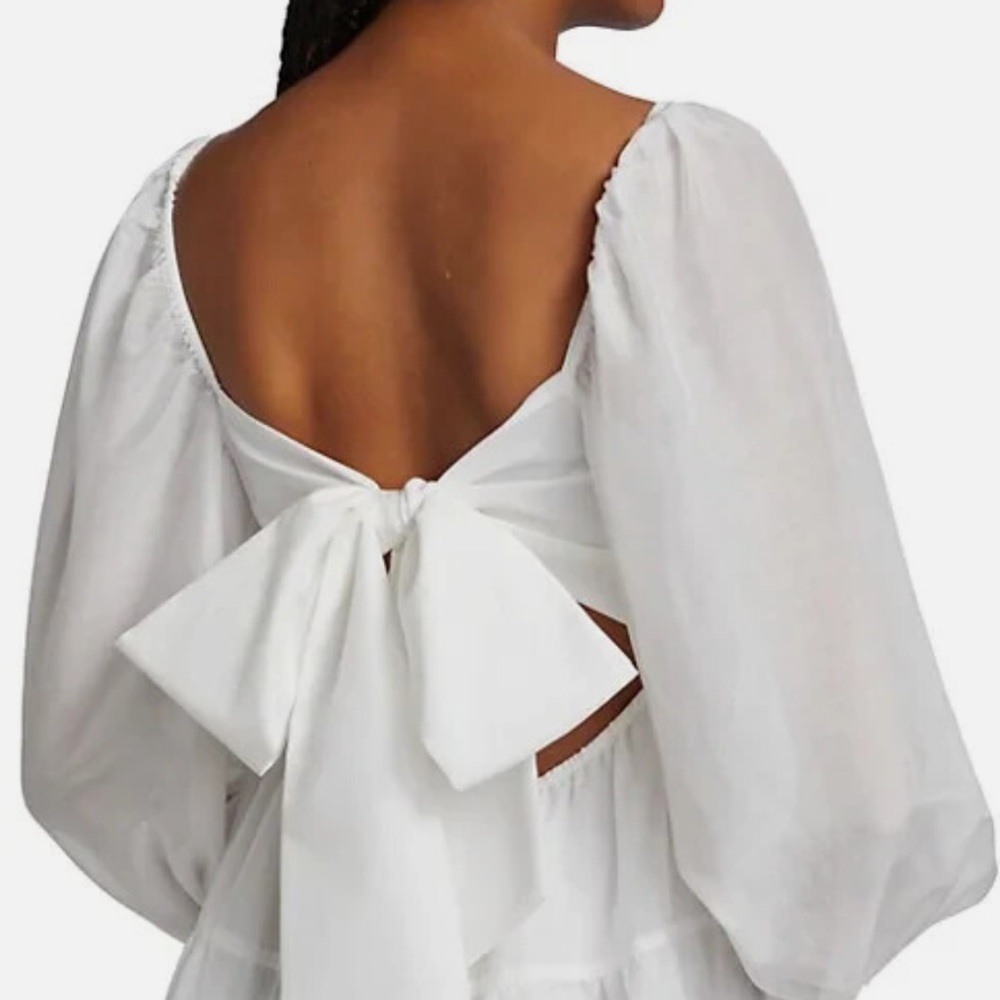 Alice + Olivia White Silk Long Sleeve Dress - Picture 5 of 12